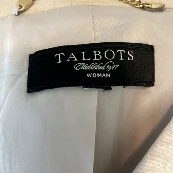 Talbots Women Petite Jacket Long Sleeve‎ Stretch Cream Classic Career Blazer - Picture 2 of 12